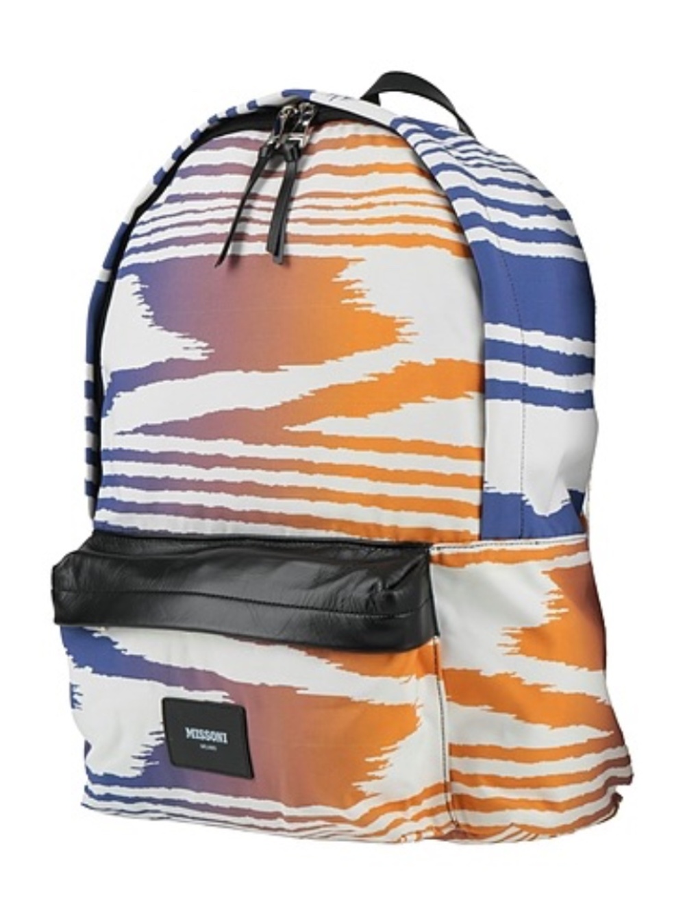 NWT Missoni Blue Multicolor Leather-Trim Polyester Backpack